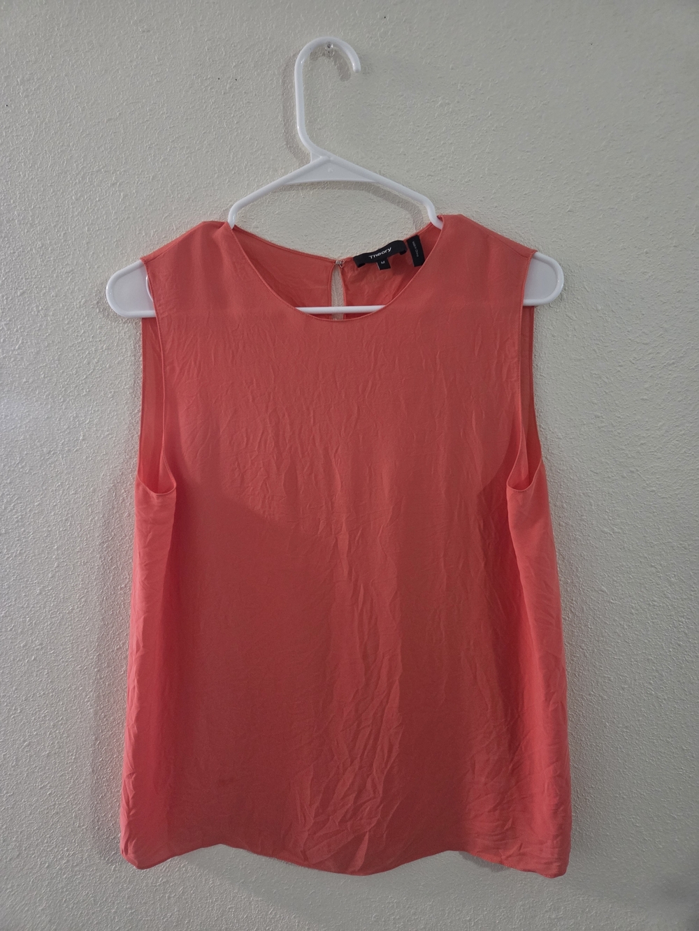 Theory Continuous Shell Double GGT Coral Pink Silk Tank Top Size M